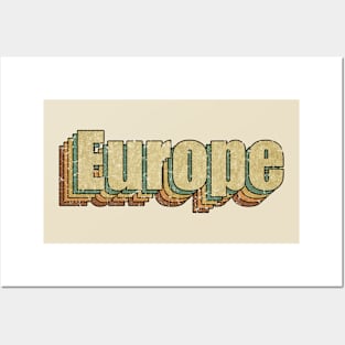 Europe // Vintage Rainbow Typography Style // 70s Posters and Art